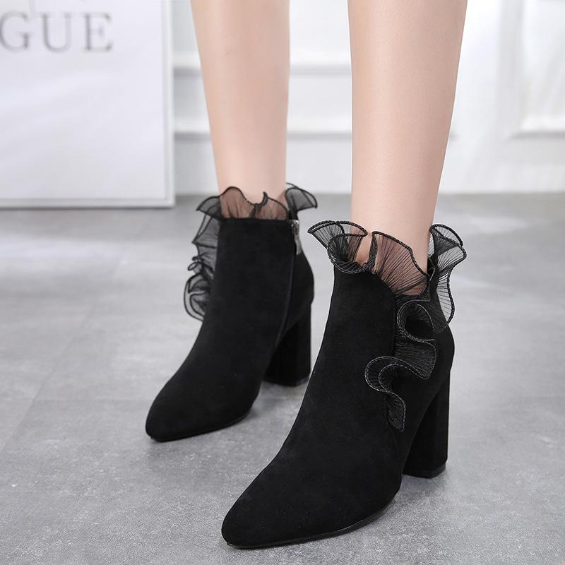 Autumn winter ankle boots for women high heels pointed toe flock sexy black ladies shoes botas mujer invierno, Black 9cm
Autumn winter ankle boots for women high heels pointed toe flock sexy black ladies shoes botas mujer invierno, Black 9cm