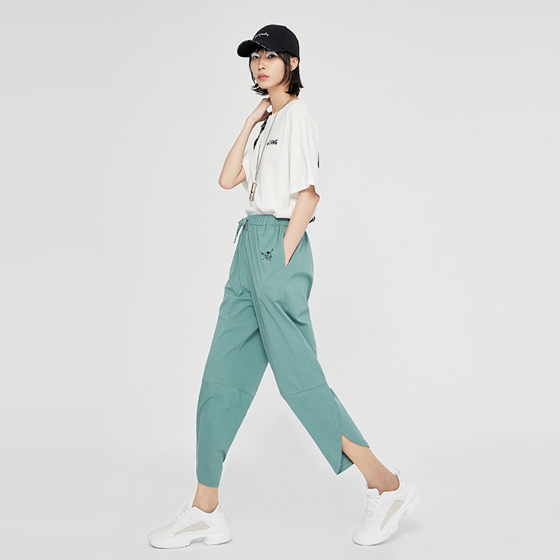 Toyouth Baggy Pants Cotton Wide Leg Harem Pants Summer Elastic Waist Pocket Streetwear Pantalon Women Clothes New Trousers 201106