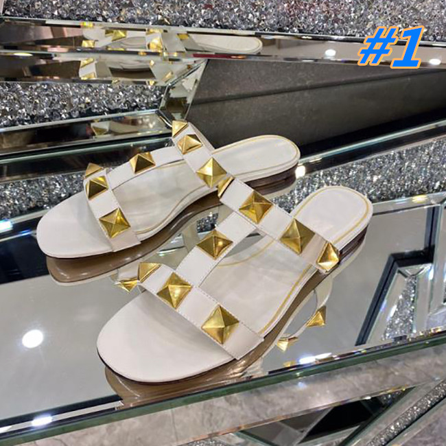 Fashion designer women's brand rivet slippers flat bottomed casual sandals size 35-41 with box, #3
Fashion designer women's brand rivet slippers flat bottomed casual sandals size 35-41 with box, #3