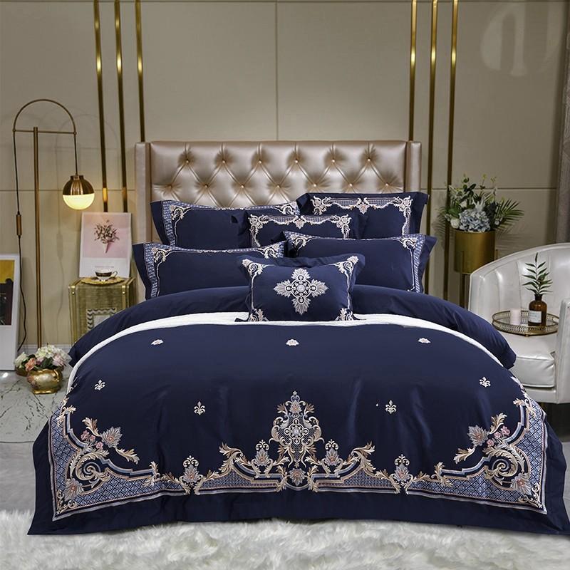 4Pcs Blue Duvet Cover Set Quality Egyptian Cotton 1000TC Embroidery Bedding set Bed Sheet Queen King size Wrinkle Resistant Soft, Color 3
4Pcs Blue Duvet Cover Set Quality Egyptian Cotton 1000TC Embroidery Bedding set Bed Sheet Queen King size Wrinkle Resistant Soft, Color 3
