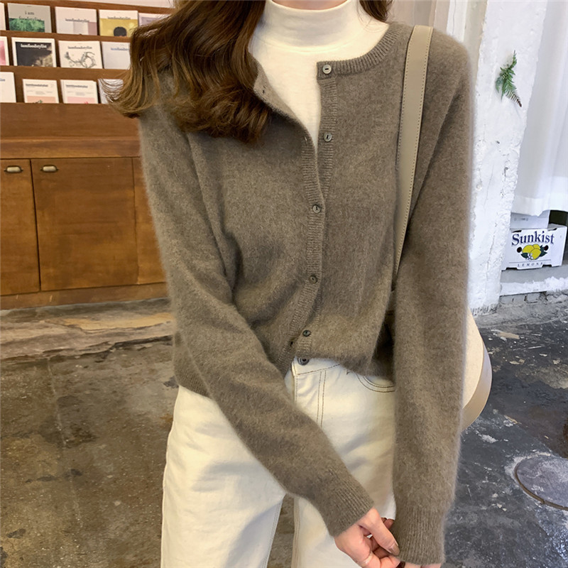 Vintage cardigan Korean women' nightgown short 2020 autumn soft cashmere knitted round the neck winter streetwear unique breasted, Wine red
Vintage cardigan Korean women' nightgown short 2020 autumn soft cashmere knitted round the neck winter streetwear unique breasted, Wine red