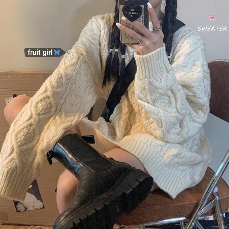 2021 New Retro-twist Female Loose Wear Autumn and Winter Long Wool Sweater 57OL, Beige
2021 New Retro-twist Female Loose Wear Autumn and Winter Long Wool Sweater 57OL, Beige