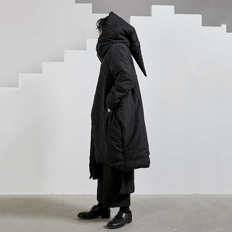 EAM Hooded Black Big Size Thick Cottonpadded Coat Long Sleeve Loose Fit Women Parkas Fashion Spring Autumn 1N323 201027