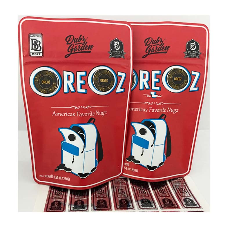 Backpack boyz Oreoz mylar smell proof bag resealable zip lock poly bag with hologram stickers 3.5g packaging
Backpack boyz Oreoz mylar smell proof bag resealable zip lock poly bag with hologram stickers 3.5g packaging