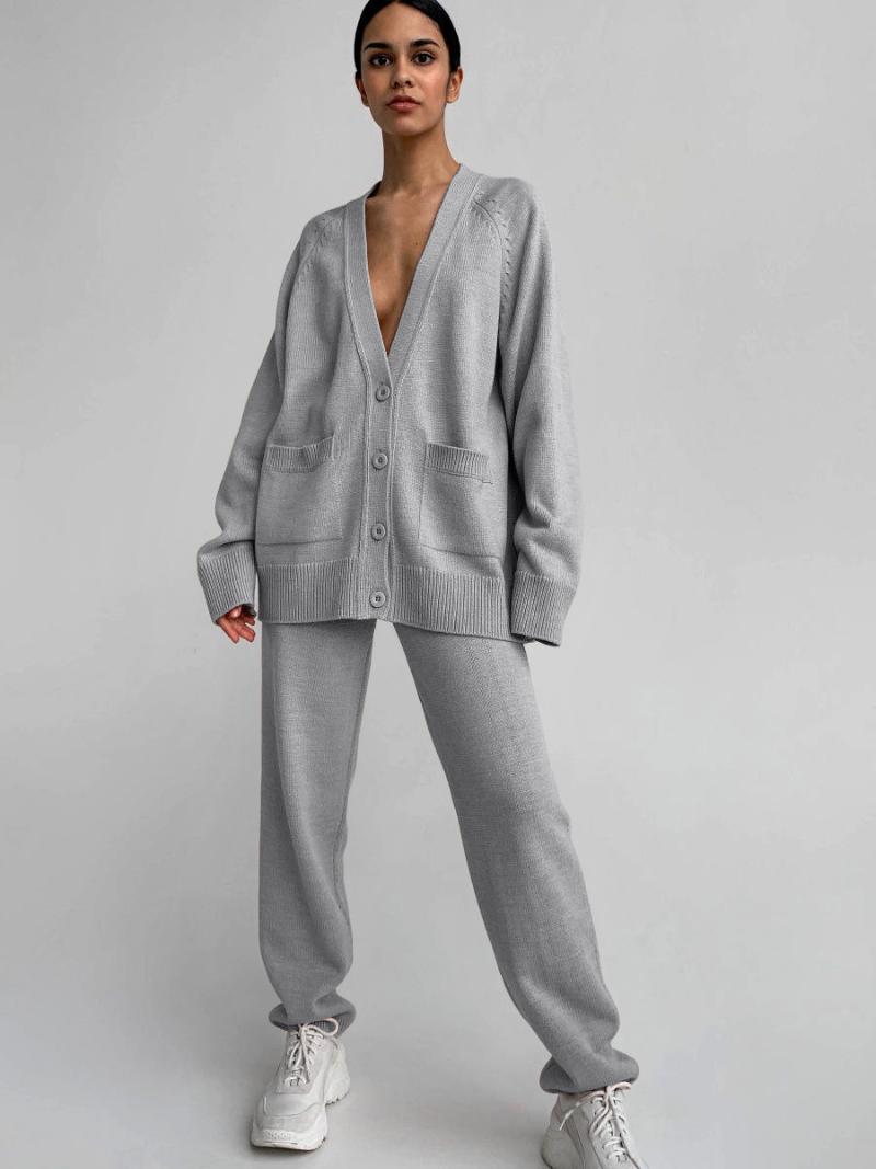 Women's Two Piece Pants Autumn Winter Elegant Pieces Knitting Suit For Women Long Sleeve Deep V Neck Cardigan Jacket + Drawstring Waist Jogg, White
Women's Two Piece Pants Autumn Winter Elegant Pieces Knitting Suit For Women Long Sleeve Deep V Neck Cardigan Jacket + Drawstring Waist Jogg, White