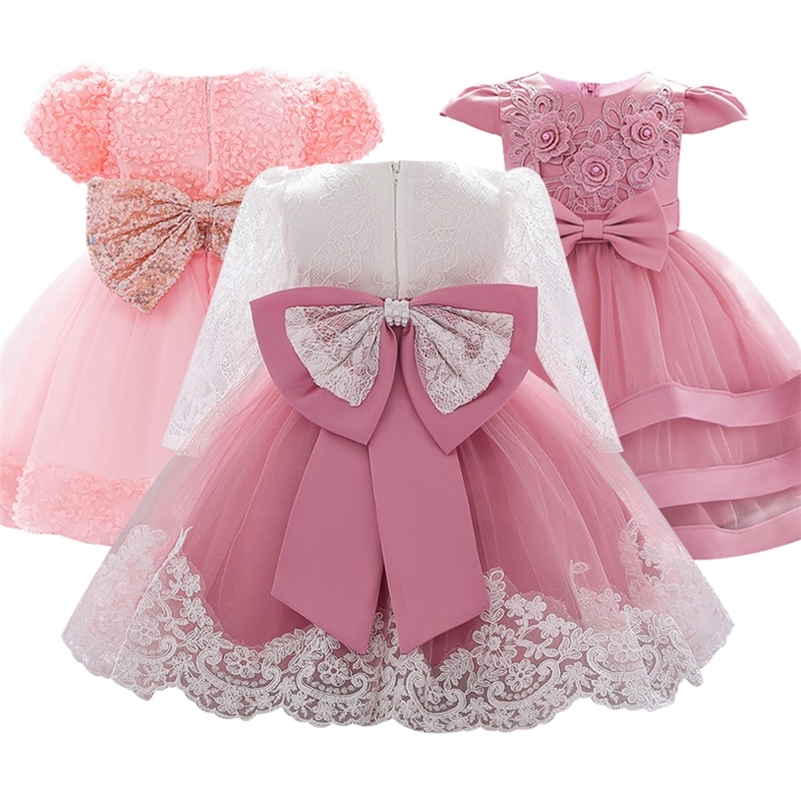 girl birthday beaded girl's first Eucharist party Embroidered 0-24 months Baby Dress LJ201221, As picture