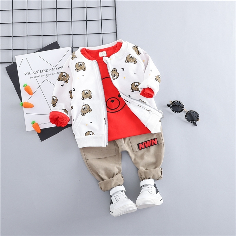 HYLKIDHUOSE Toddler Infant Clothes Suits Baby Boys Girls Clothing Sets Coats T Shirt Pants Children Kids Casual Coatume LJ200916, Red