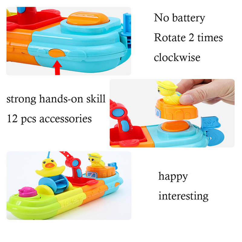 Baby Bath Toy Set DIY Cartoon Animal Duck Boat Water Spraying Shower Pool Kid Play Water Toys Fun Children Bathroom Bathing Toy LJ201019