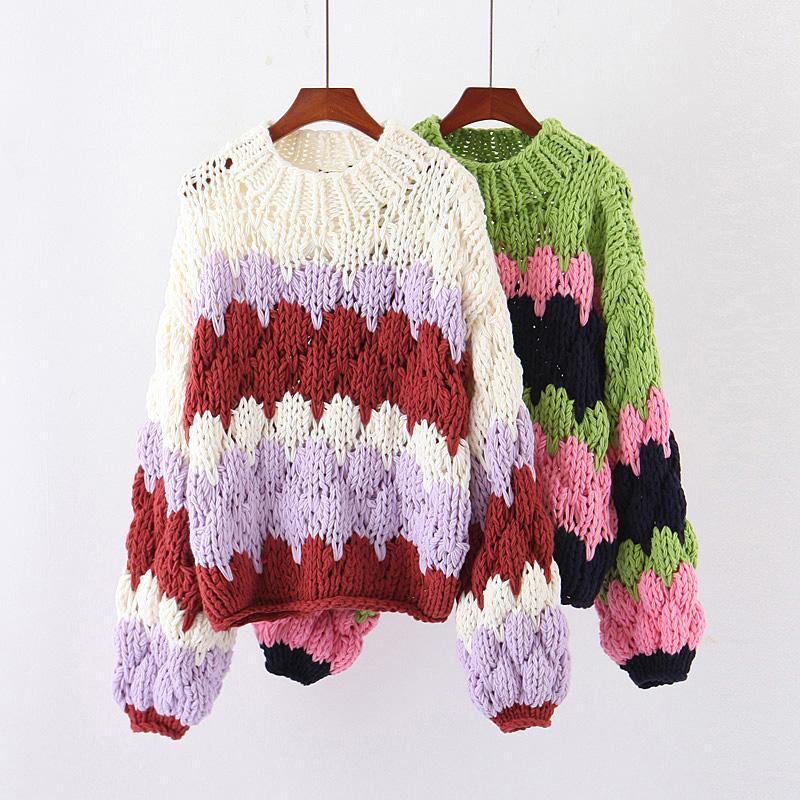Women oversize striped knitted loose sweaters geometry patchwork O neck long sleeve pullover female casual chic tops1, Green
Women oversize striped knitted loose sweaters geometry patchwork O neck long sleeve pullover female casual chic tops1, Green