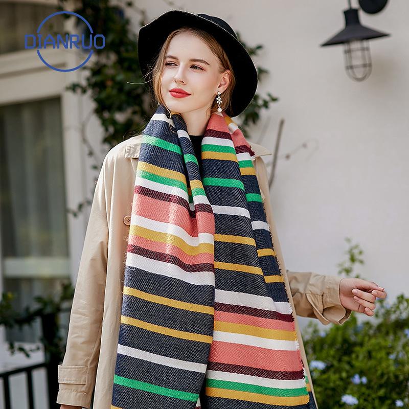 DIANRUO Autumn Winter New Fashion Striped Scarfs Fleece Cashmere Scarf for Women Casual Warm Scarves Shawls Q459
DIANRUO Autumn Winter New Fashion Striped Scarfs Fleece Cashmere Scarf for Women Casual Warm Scarves Shawls Q459