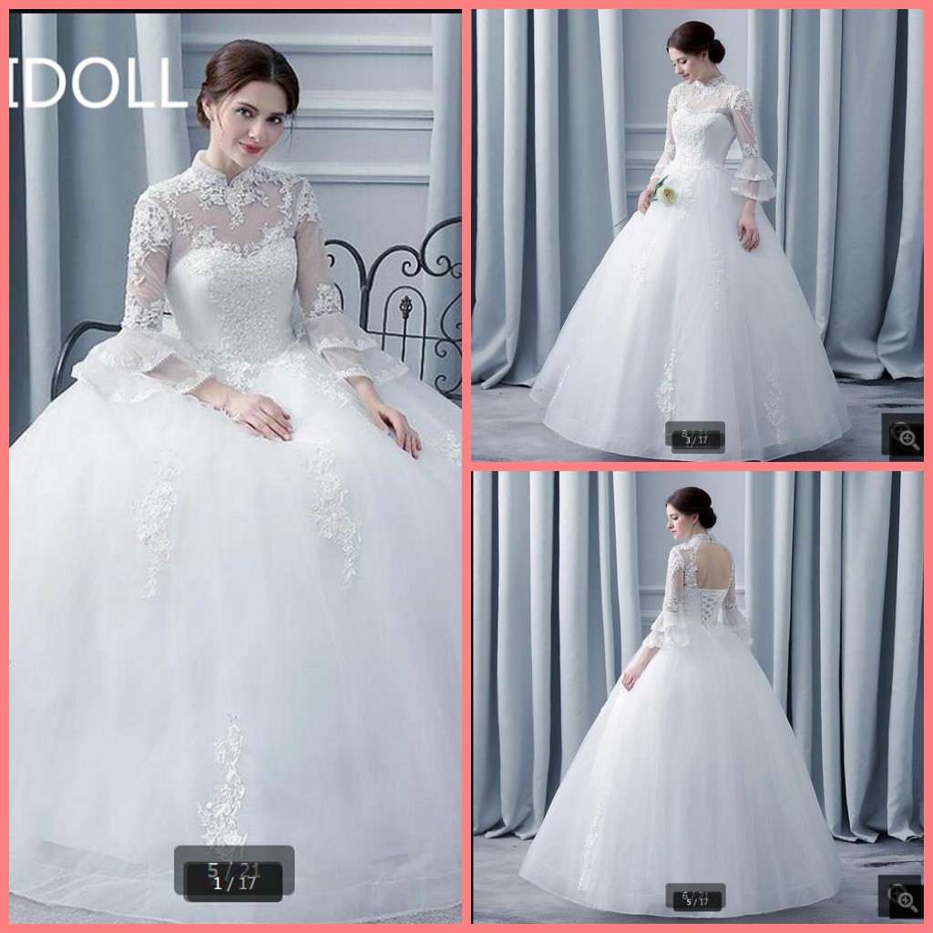 2021 Attractive white tulle ball gown wedding dress high neck 3/4 sleeve puffy sleeve elegant wedding gowns hollow back sexy bride dresses, Black
2021 Attractive white tulle ball gown wedding dress high neck 3/4 sleeve puffy sleeve elegant wedding gowns hollow back sexy bride dresses, Black