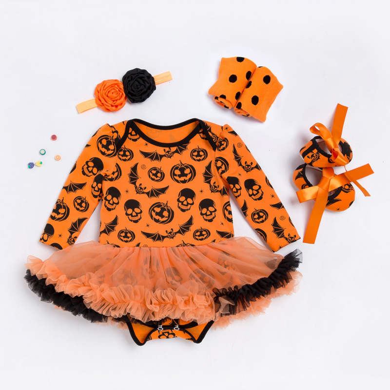 2020 Newborn Baby Boy Girl Halloween Rompers Long Sleeve Cotton Jumpsuits Pumpkin Novelty Outfit 0-24M Baby Halloween Costume Y1221