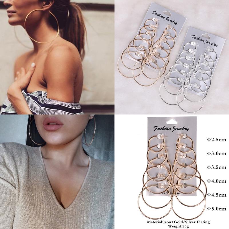 6 Pairs Gold Color Hoop Earrings Set Big Circle Earring Fashion Women Girls Korean Earrings Family Friends Gifts Jewelry
6 Pairs Gold Color Hoop Earrings Set Big Circle Earring Fashion Women Girls Korean Earrings Family Friends Gifts Jewelry