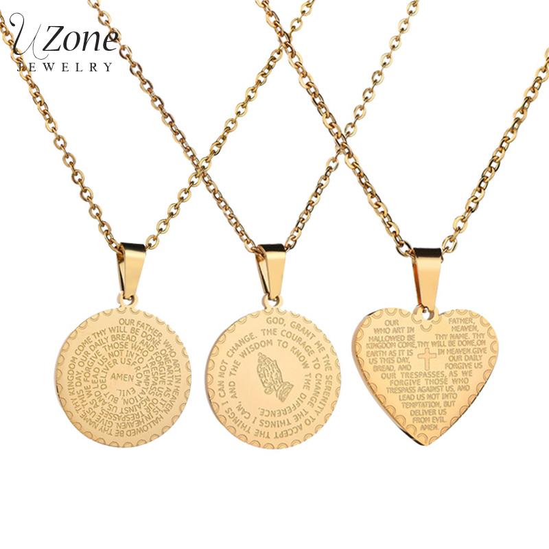 Uzone Religious Serenity Bible Praying Hands Necklace Stainless Steel Cross Heart Amen Scripture Amulet Necklaces Christmas Gift
Uzone Religious Serenity Bible Praying Hands Necklace Stainless Steel Cross Heart Amen Scripture Amulet Necklaces Christmas Gift