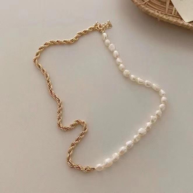 Own Design Luxury Elegant Fashion Half Chain With Haf Natural Freshwater Baroque Pearl Necklace
Own Design Luxury Elegant Fashion Half Chain With Haf Natural Freshwater Baroque Pearl Necklace