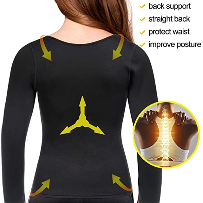 Women Waist Trainer Hot Neoprene Shirt Sauna Suit Sweat Body Shaper Jacket Top Zipper Long Sleeve Reducing shapers shapers woman 201223