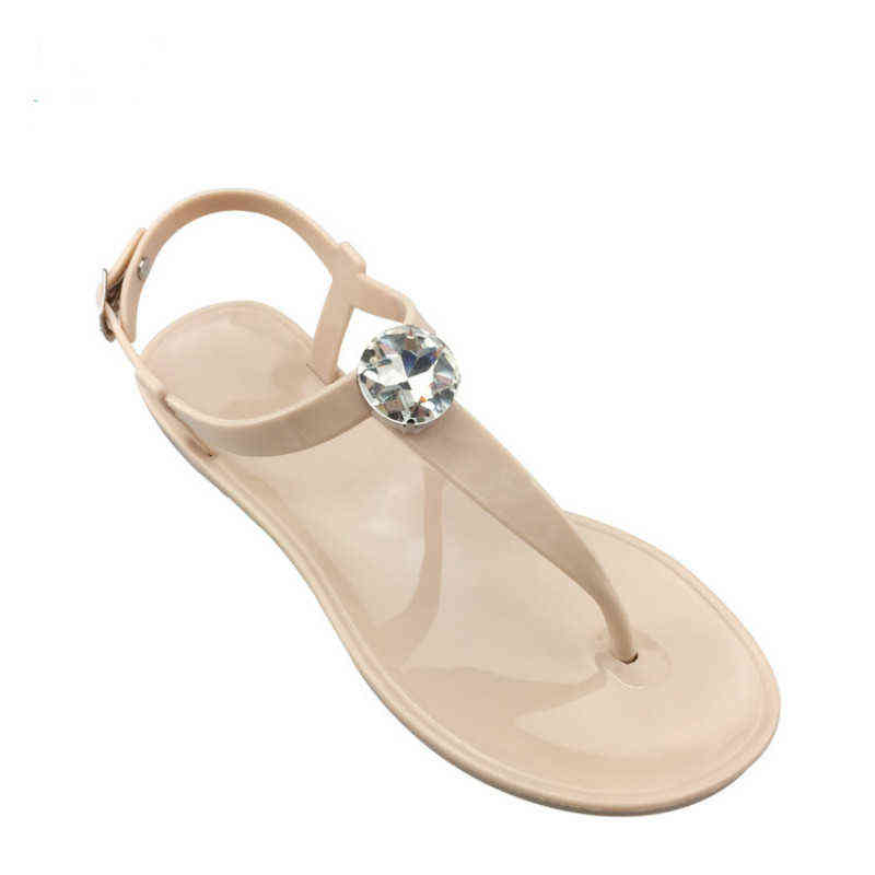 Summer Flat Bottom Women Sandals Fashion Rhinestone Clip Toe Girl Footwear Large Size Flip Flops Comfortable Ladies Jelly Shoes Y220209