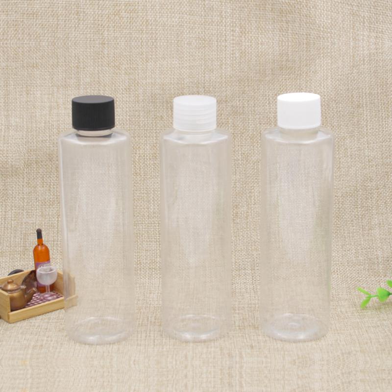 30pcs 200ml empty plastic clear PET bottle with dispensing cap for cosmetic packaging, lotion containers with screw lid