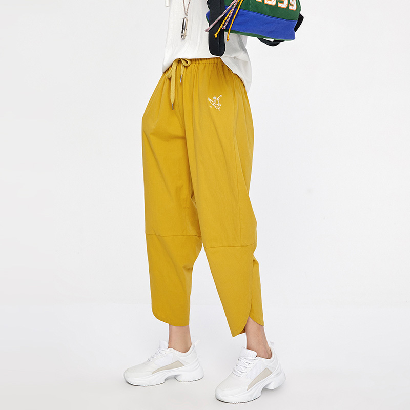 Toyouth Baggy Pants Cotton Wide Leg Harem Pants Summer Elastic Waist Pocket Streetwear Pantalon Women Clothes New Trousers 201106