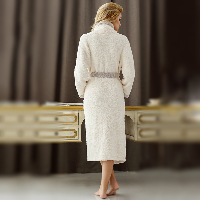 Men and Women Unisex Super Soft Cozy Knit Microfiber Stretchy Robe Ankle Length Bathrobes Warm Comfy Sleepwear Loungewear Gown 210203