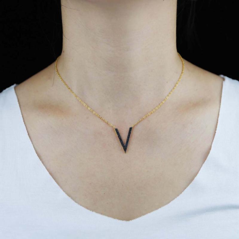Micro Pave Black Cz Cubic Zirconia V Chevron Charm Necklace Fine 100% 925 Sterling Silver Women Girl Choker Chain
Micro Pave Black Cz Cubic Zirconia V Chevron Charm Necklace Fine 100% 925 Sterling Silver Women Girl Choker Chain