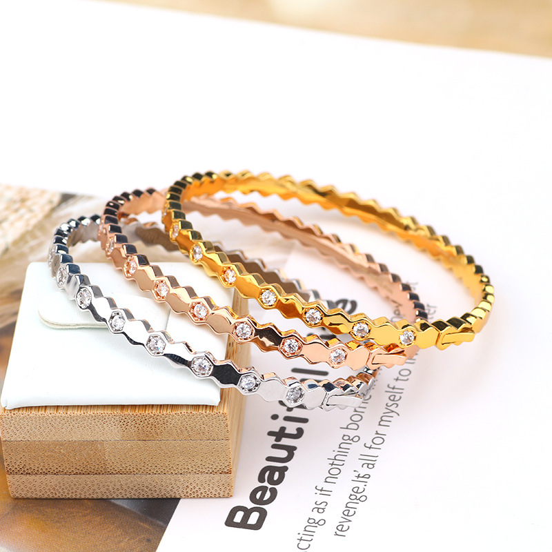 Simple and narrow designer bracelets Bangles For Women Lady stainless steel lovers bracelet ring jewelry Inlay With diamond bracel