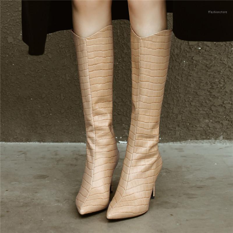 Cowhide Crocodile Pattern Pointed Toe Women's Boots Sexy Snake Pattern High-heeled Boots 2020 Autumn and Winter Size: 34-431, Apricot
Cowhide Crocodile Pattern Pointed Toe Women's Boots Sexy Snake Pattern High-heeled Boots 2020 Autumn and Winter Size: 34-431, Apricot