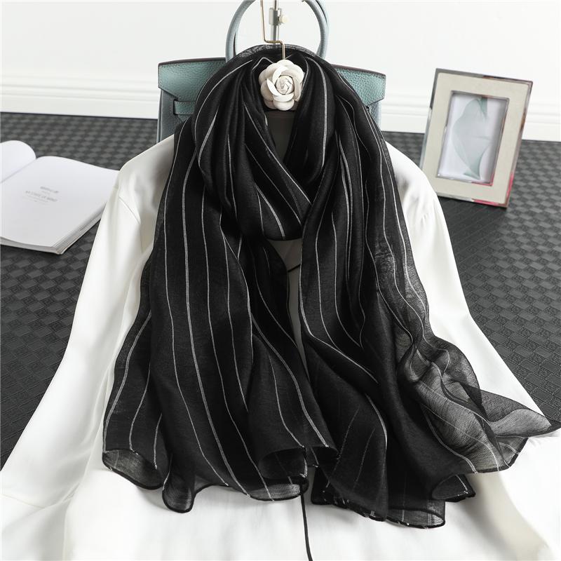 Real Silk Wool Scarf for Women Hijab Design Striped Summer Autumn Foulard Female Head Scarves Shawls and Wraps
Real Silk Wool Scarf for Women Hijab Design Striped Summer Autumn Foulard Female Head Scarves Shawls and Wraps