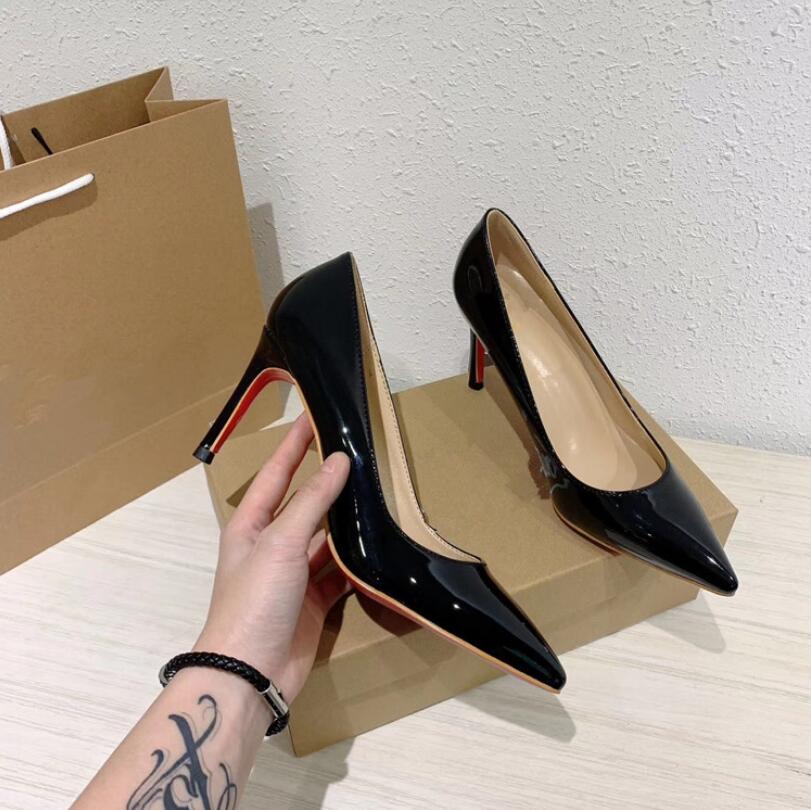 Avec box Fashion Femmes Hobe Chaussures hautes talons noirs en cuir nude 2,5 cm 6cm 8cm 10cm Toes pointues Pumps Slip-On