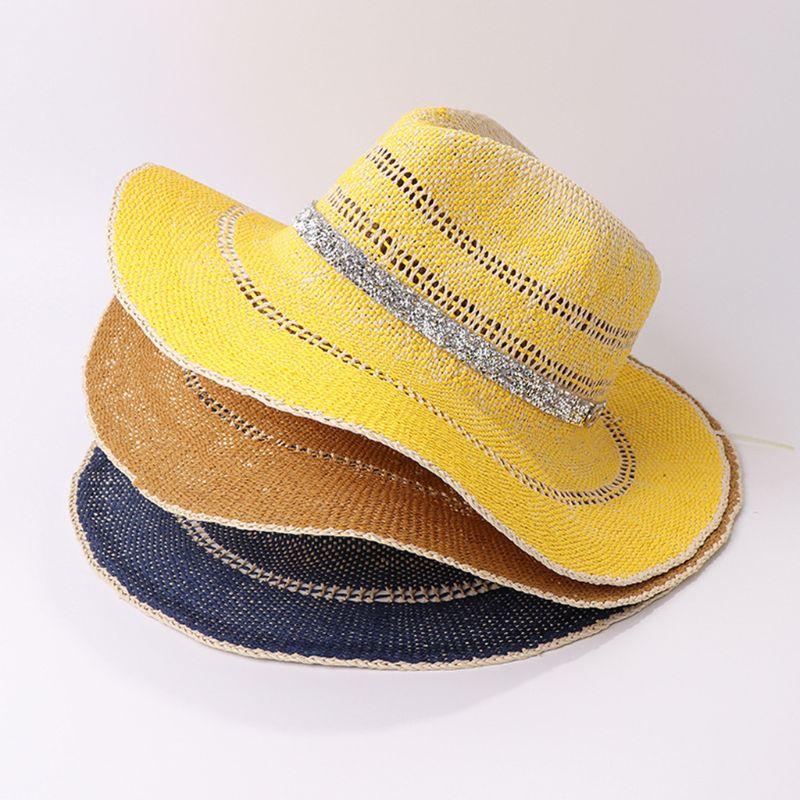 Women Straw Panama Fedora Sun Hat Gradient Rhinestone Chain Sunscreen Beach Cap 28GD
Women Straw Panama Fedora Sun Hat Gradient Rhinestone Chain Sunscreen Beach Cap 28GD