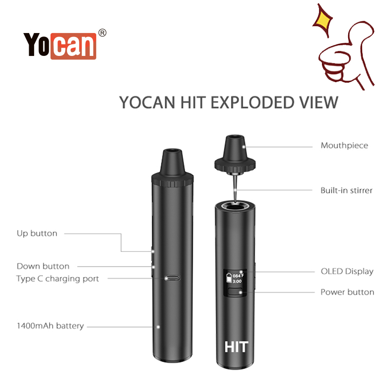 2021 Best High Quality Wholesale Price Yocan HIT Starter Kit Dry Herb Vapor Wax 1400mAh BatteryVaporizer Vape Pen with 5 colors
2021 Best High Quality Wholesale Price Yocan HIT Starter Kit Dry Herb Vapor Wax 1400mAh BatteryVaporizer Vape Pen with 5 colors