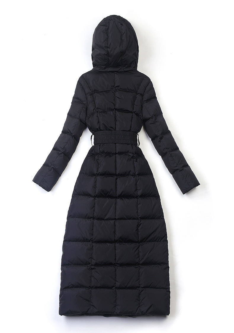 new womens winter Long down jackets hooded belt big size black navy blue plus size thickening outerwear coats 201029