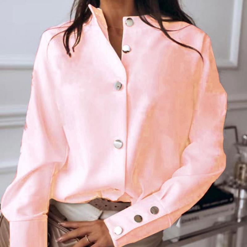 Womens Blouses Shirts Spring Women Retro Casual Long-Sleeved Button Ladies Korean Harajuku Office Solid Color Elegent Blouse Tops AAA