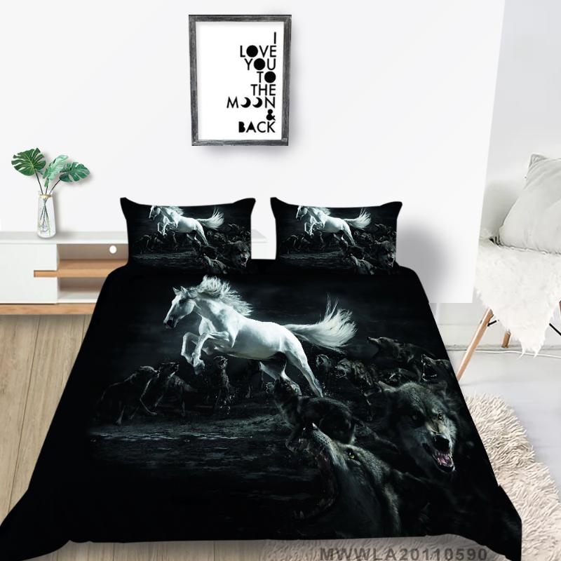 Hunting Wolves Bedding Set King Size Cool Fashion Duvet Cover White Horse Full Double Queen Single Bed Set For Teen, Style 1
Hunting Wolves Bedding Set King Size Cool Fashion Duvet Cover White Horse Full Double Queen Single Bed Set For Teen, Style 1