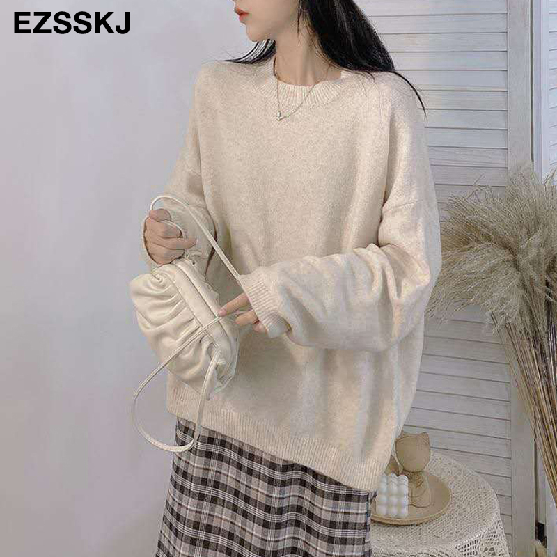 cashmere soft Women O-neck Sweater Pullovers OVERSIZE Autumn Winter Basic Women female Sweaters BOTTOM jacket Pullovers 201030