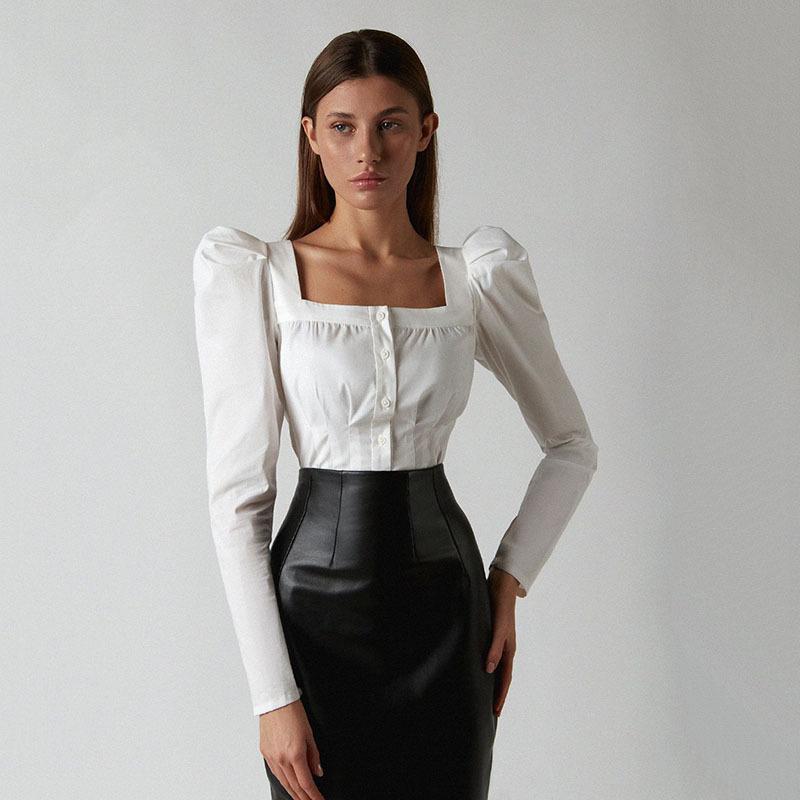 Women Blouse Office Wear Womens Tops and Blouses Puff Sleeve Square Collar Top Long Sleeve Solid Color Blouse for Ladies Shirt, As photo shows
Women Blouse Office Wear Womens Tops and Blouses Puff Sleeve Square Collar Top Long Sleeve Solid Color Blouse for Ladies Shirt, As photo shows