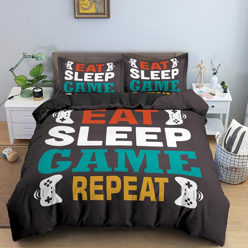 Teen Game Duvet Cover Set Boys Gamepad Printed Comforter Cover Set Vintage Videogame Controller Pattern Design Game Bedding, Set 6
Teen Game Duvet Cover Set Boys Gamepad Printed Comforter Cover Set Vintage Videogame Controller Pattern Design Game Bedding, Set 6