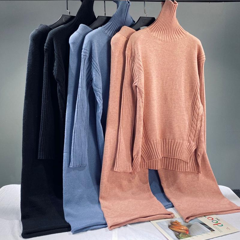 Women's Tracksuit Spring Autumn Knitted 2 Piece Set Turtleneck Sweater Pullover+wide leg Pants European Fashion Suit, Black
Women's Tracksuit Spring Autumn Knitted 2 Piece Set Turtleneck Sweater Pullover+wide leg Pants European Fashion Suit, Black