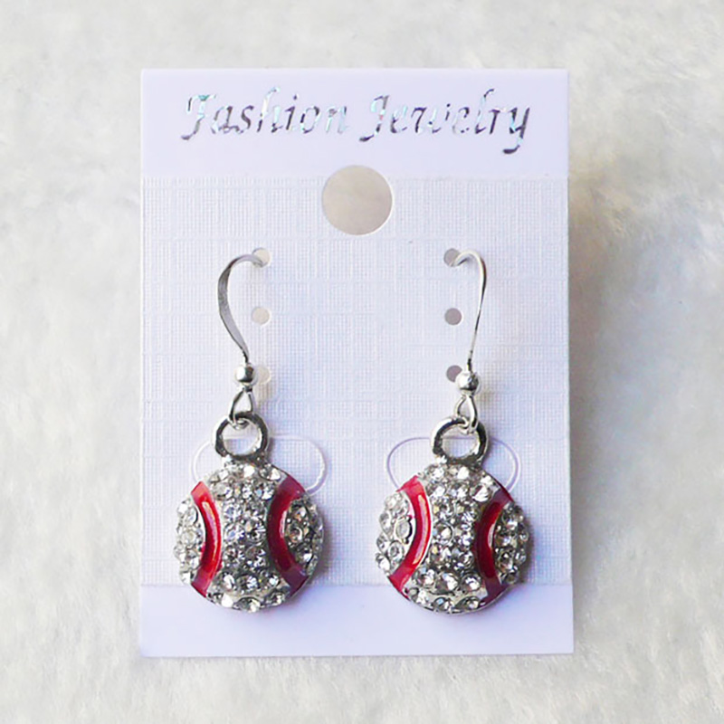 Softball Yellow Rhie Baseball Stud Earrings - Sier Chandelier Crystal Bg, Fastpitch Sport Fashion with Packaging 4