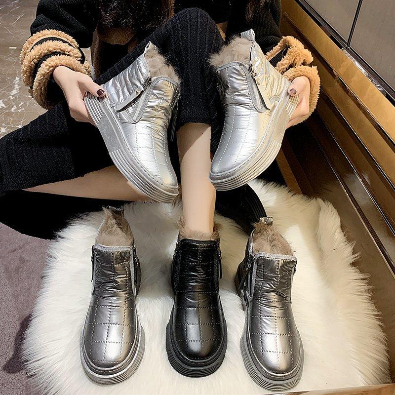 Flat shoes women boots winter new style short boots women's tide British style plus velvet zipper shoes fashion X690, Black
Flat shoes women boots winter new style short boots women's tide British style plus velvet zipper shoes fashion X690, Black