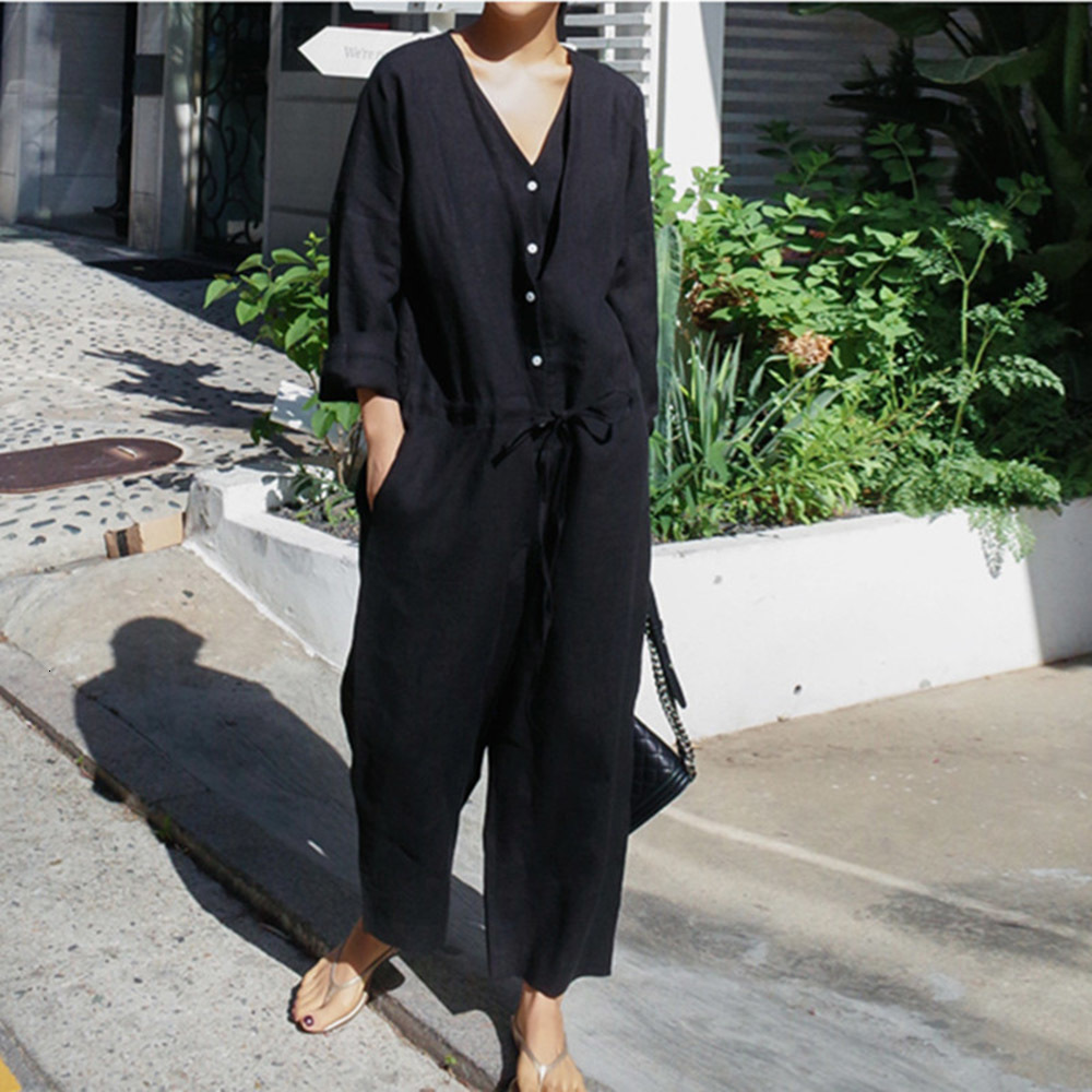 2021 New Spring Linen Jumpsuit Women Long Sleeve Korean Fashion Sashes Causal Loose Rompers Autumn Playsuits Minimalist WUQL, Black
2021 New Spring Linen Jumpsuit Women Long Sleeve Korean Fashion Sashes Causal Loose Rompers Autumn Playsuits Minimalist WUQL, Black