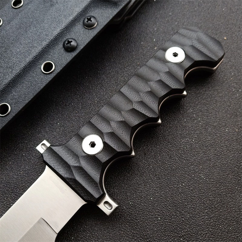 High End Outdoor Survival Tactical Straight Knife DC53 Satin Full Tang Black G-10 Handle Fixed Blade Knives With Kydex