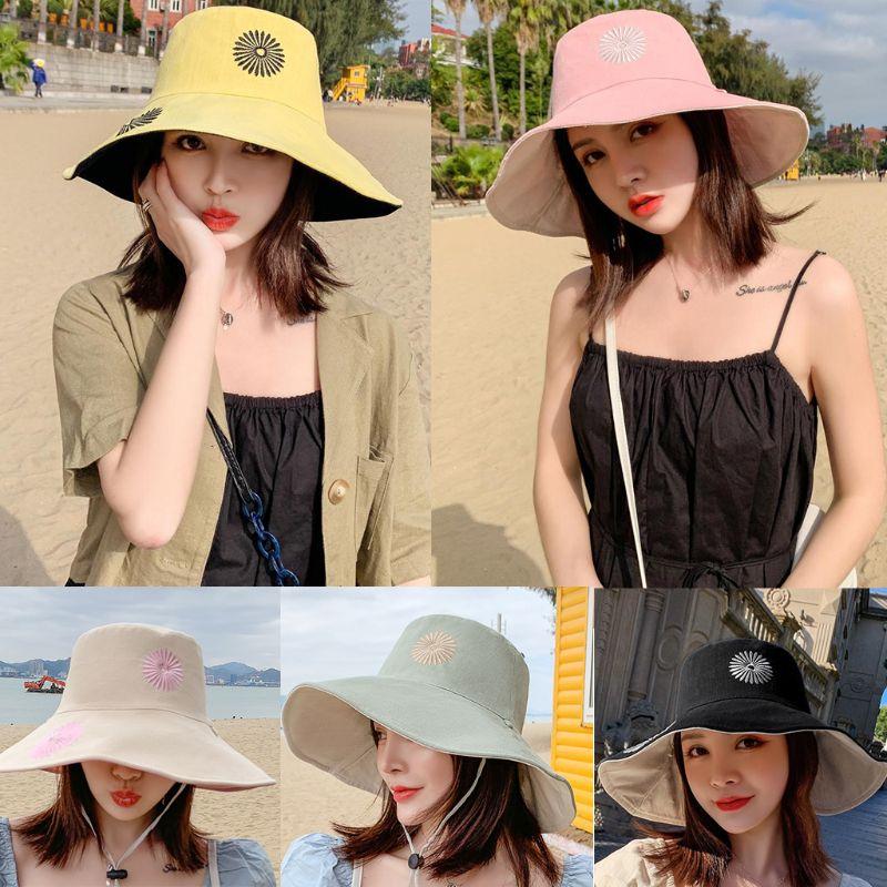 Women Summer Leisure Floppy Beach Sun Hat Reversible Sweet Daisy Sunflower Embroidery Wide Brim UV Protection Bucket Hat, Black
Women Summer Leisure Floppy Beach Sun Hat Reversible Sweet Daisy Sunflower Embroidery Wide Brim UV Protection Bucket Hat, Black