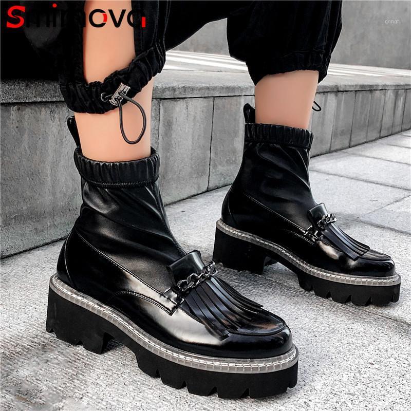 Smirnova 2020 new arrival genuine leather shoes women ankle boots tassel round toe square heels platform boots woman punk shoes1, Black patent leather
Smirnova 2020 new arrival genuine leather shoes women ankle boots tassel round toe square heels platform boots woman punk shoes1, Black patent leather