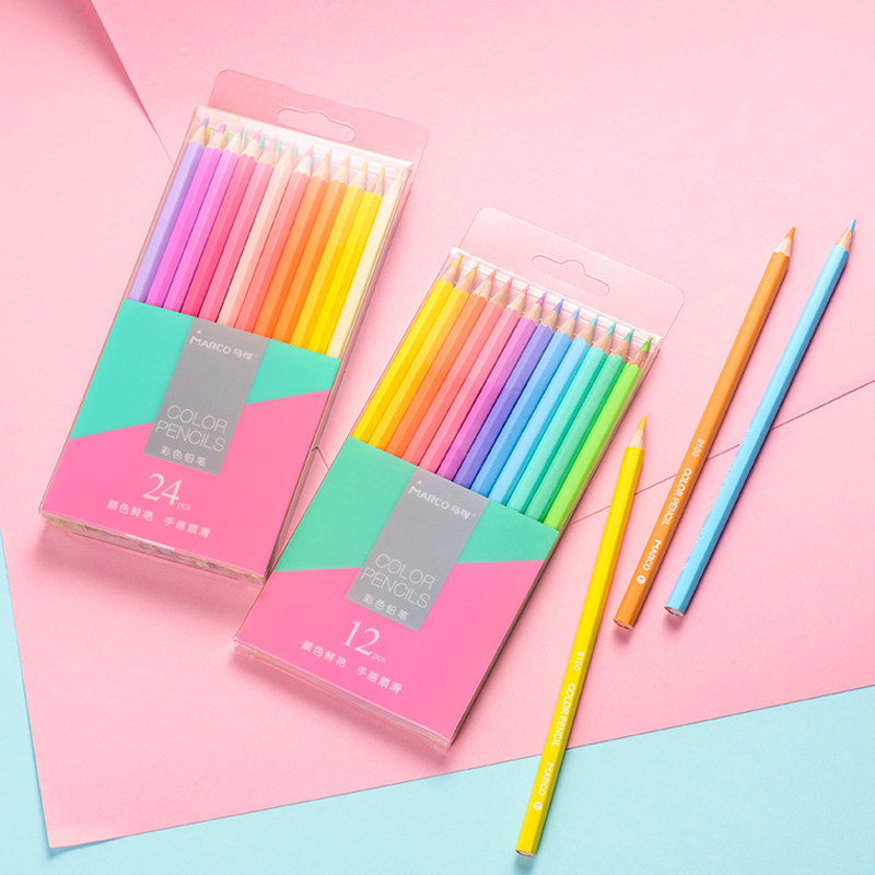 Marco 12/24 Macaron Series Pastel Colors Non-toxic Color Pencil lapis de cor Professional Colored Pencils for School Supplies 201223