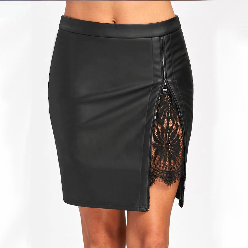 PU Leather Skirts Women Zipper Preppy Short Mini Skirts High Waist Ladies Black Lace Patch Pencil Skirt 2021 New
PU Leather Skirts Women Zipper Preppy Short Mini Skirts High Waist Ladies Black Lace Patch Pencil Skirt 2021 New