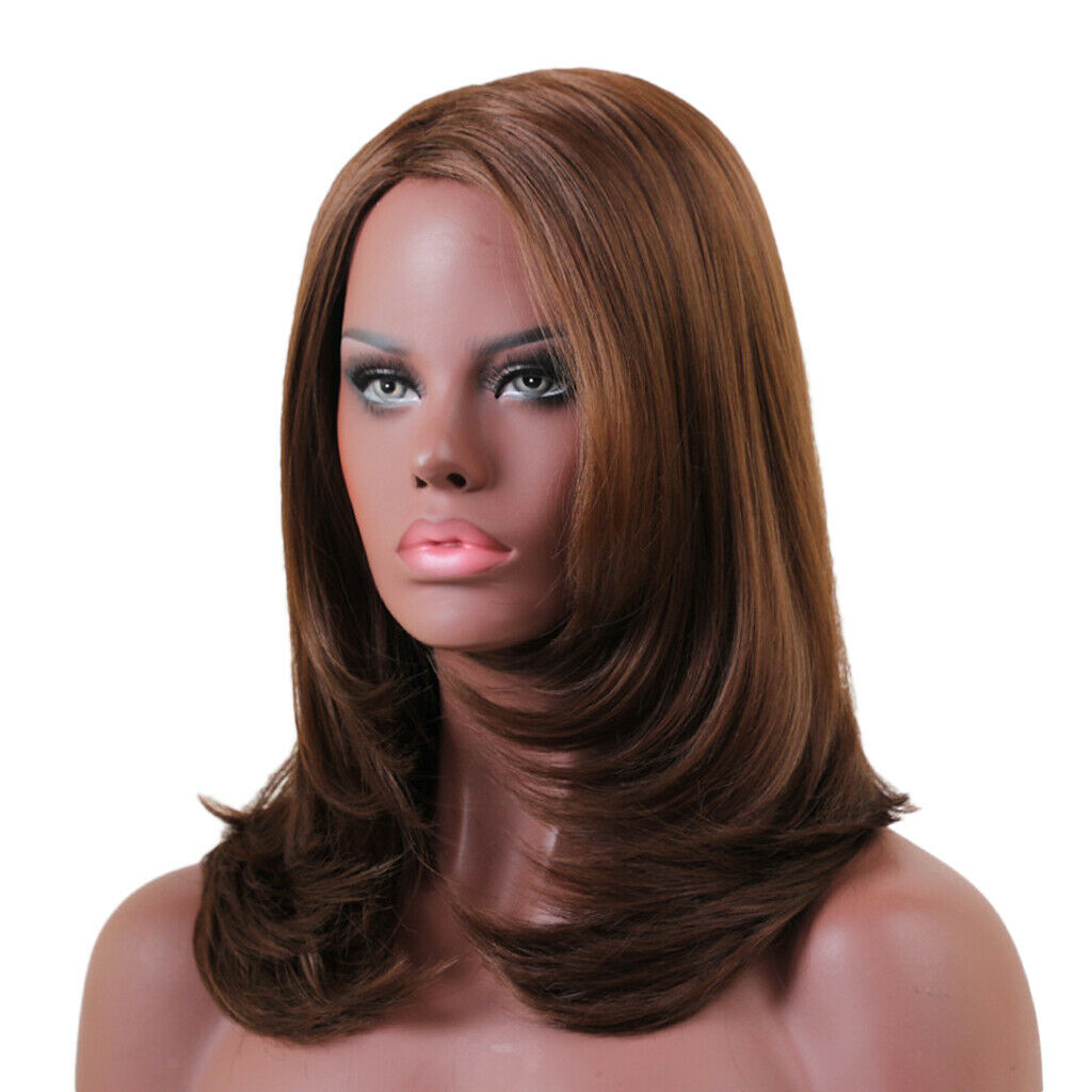Brown Long Straight Synthetic Full Wig Women Natural Cosplay Wig Heat Safe