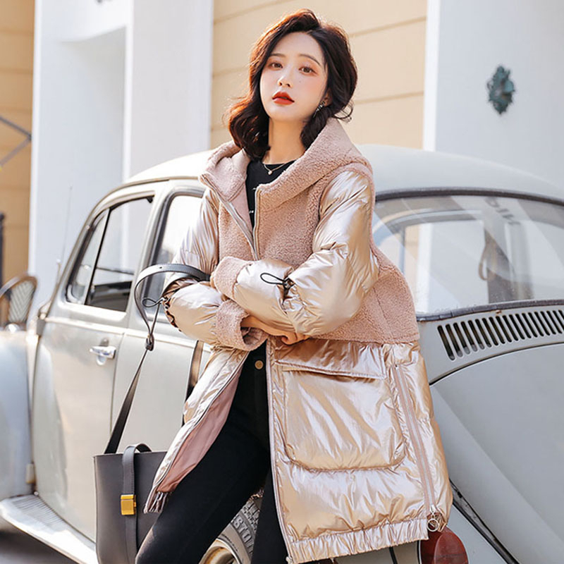 ZQLZ Winter Jacket Women Casual Hooded Down Cotton Long Parka Mujer Loose Glossy Thick Warm Winter Women's coat 201017
