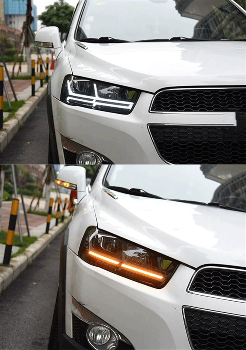 2pcs LED DRL head lights For Chevrolet Captiva 2011-18 running light Dynamic Turn Signal fog Lamp FACELIFT