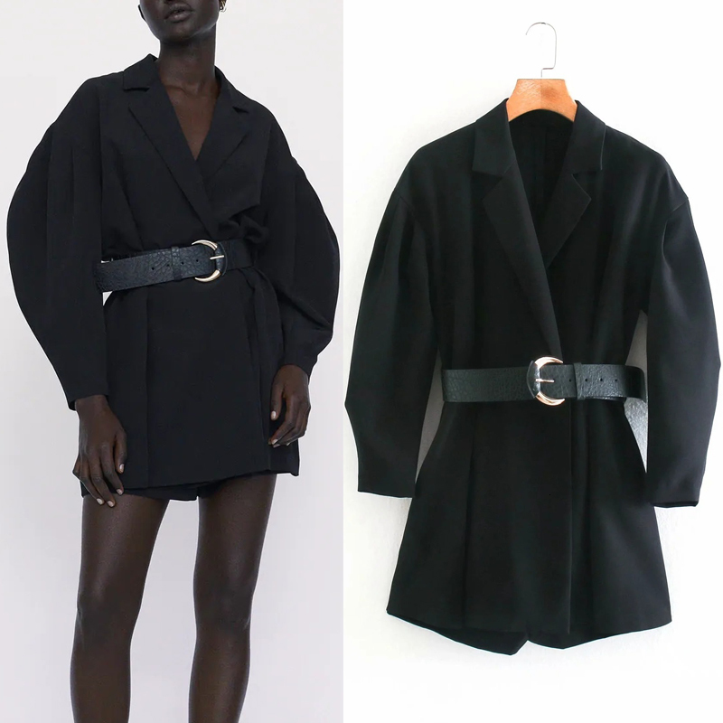 2021 New Black Belted Blazer Jumpsuit Women Fashion Lapel Collar Long Puff Sleeve Short Playsuit Woman Elegant Office Ladies Jumpsuits 3mmp
2021 New Black Belted Blazer Jumpsuit Women Fashion Lapel Collar Long Puff Sleeve Short Playsuit Woman Elegant Office Ladies Jumpsuits 3mmp